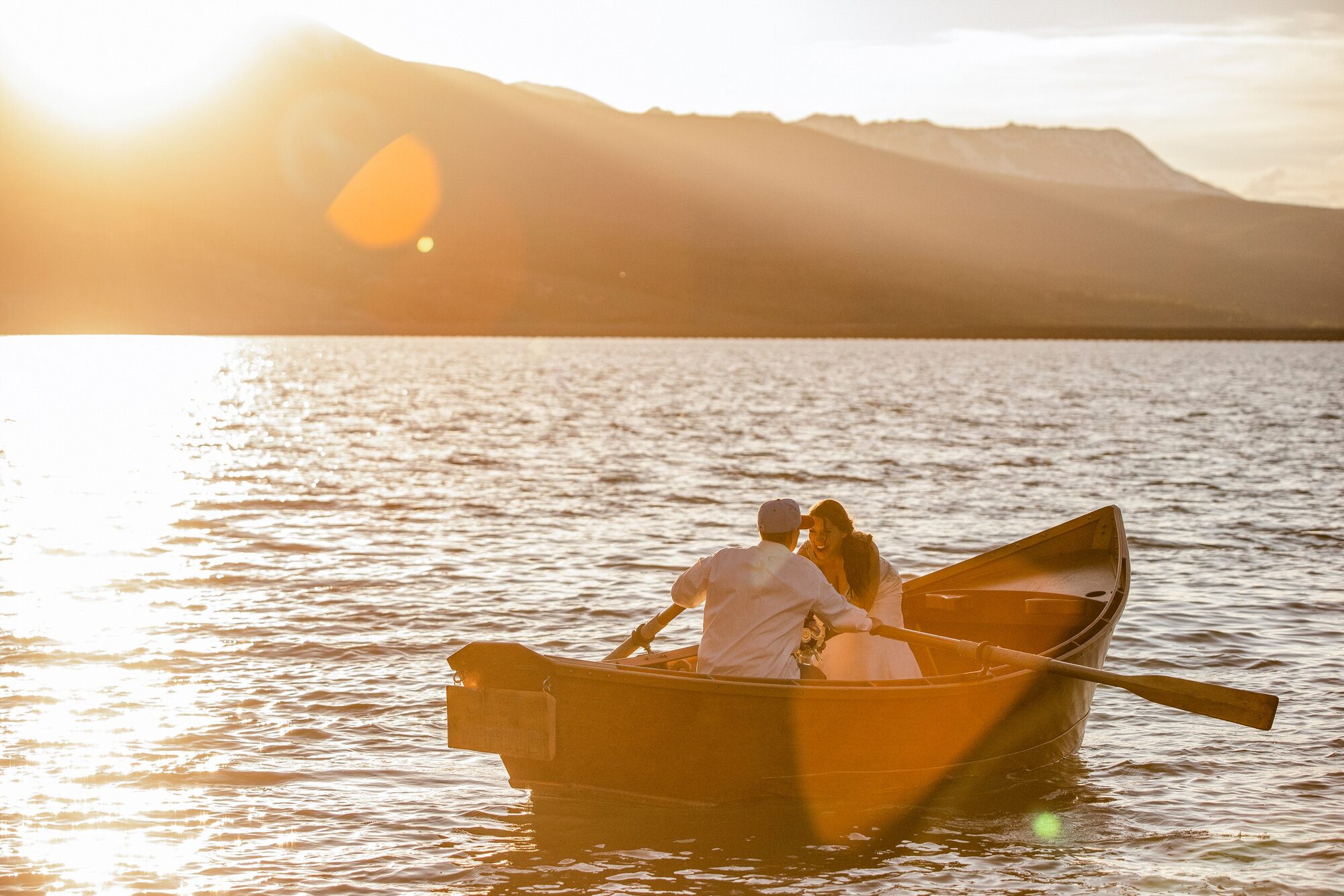 Couple in a rowboat on Lake Dillon
