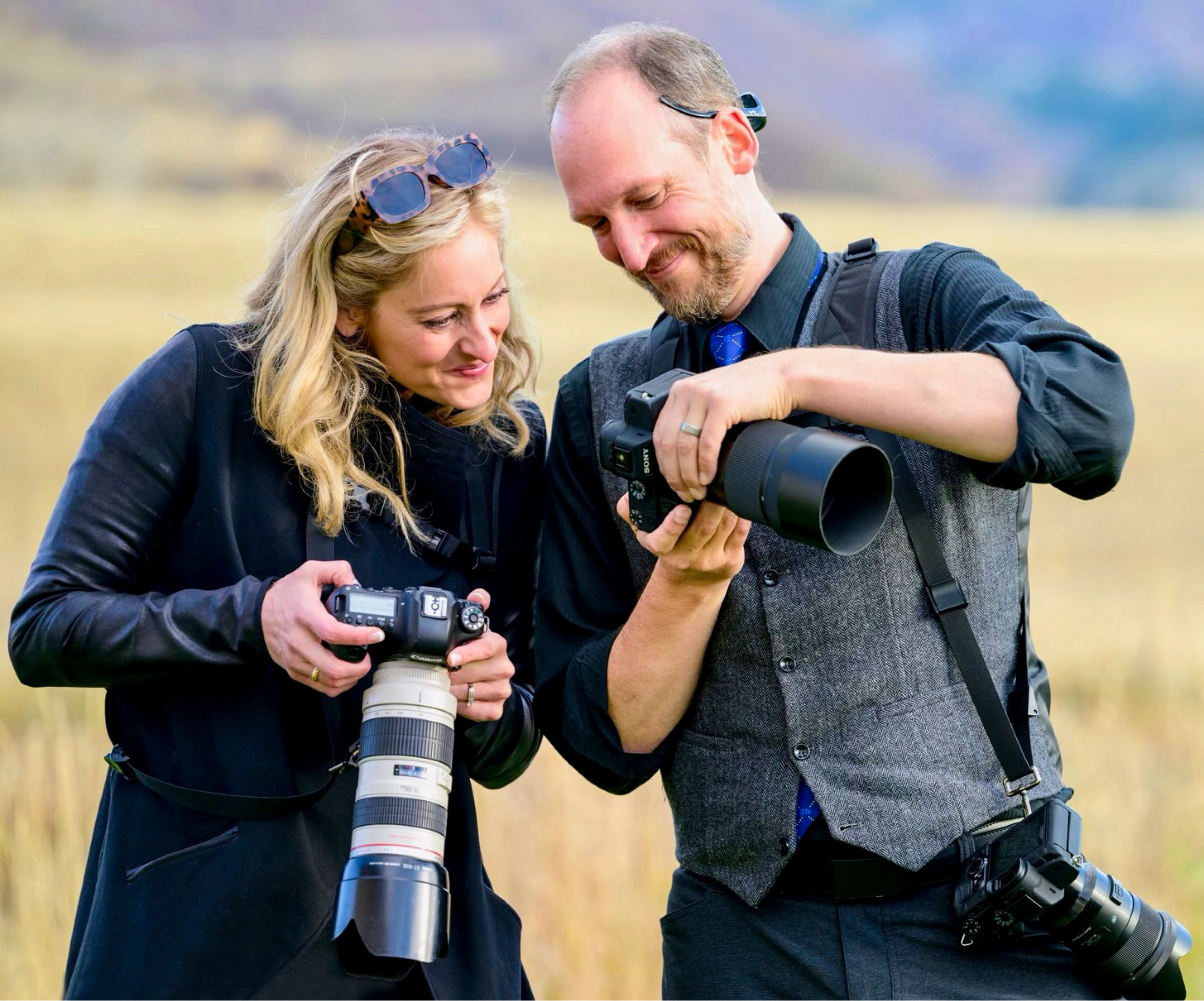 Jeff and Jen reviewing a shot on the back of a camera